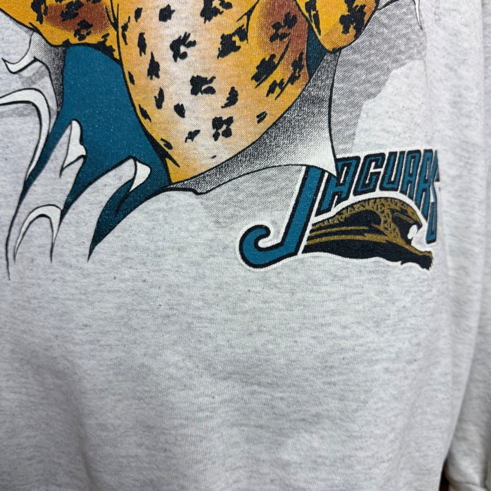 Vintage 90s Jacksonville Jaguars Nutmeg Break Through NFL Sweatshirt Sz 2XL - Picture 3 of 6